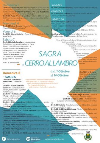 #SagraCerro2017 - Programma dal 01 al 14 Ottobre 2017