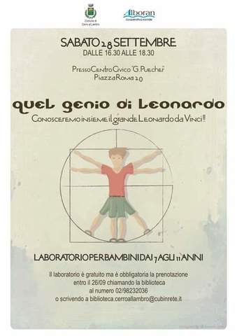 Laboratorio per bambini in biblioteca: Quel Genio di Leonardo - sabato 28/9 ore 16.30