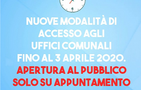 Nuova modalità di accesso agli uffici comunali